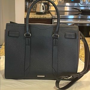 Rebecca Minkoff Medium Satchel in Black with Brown, Tan and Cream sides